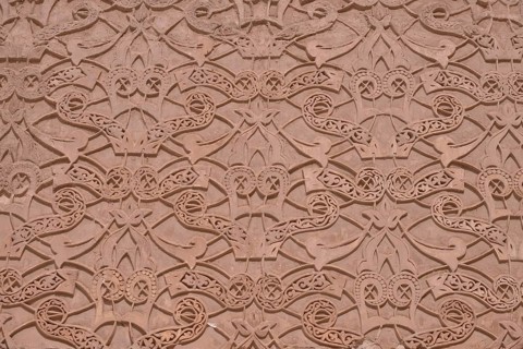 Wall relief, Ali Ben Youssef Madrasa, historic center, Marrakesh, Marrakesh-Tensift-El Haouz
