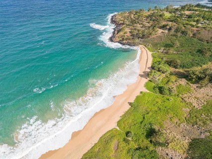 Aerial view of Paliku aka Donkey Beach, Kauai, Hawaii, USA, North America