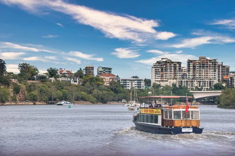 Ferry on the Brisbane river, Brisbane, Queensland, Australia, Oceania