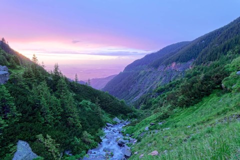 Mountain landscape at the upper course of the Balea stream in the Fagaras Mountains, also Fogaras