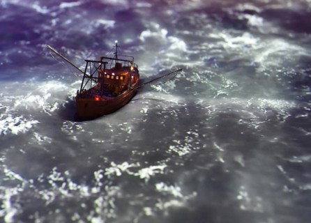 Ship in a storm in the Drake Passage at Miniatur Wunderland Hamburg, Germany, Europe