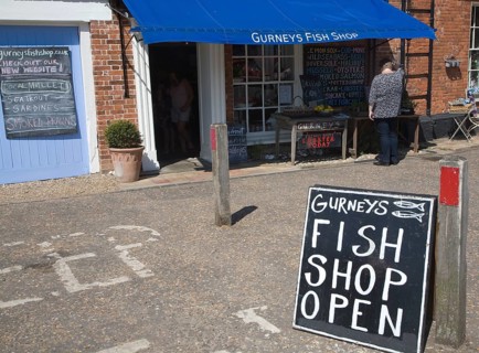 Gurneys fish shop in the village of Burnham Market, Norfolk, England, United Kingdom, Europe