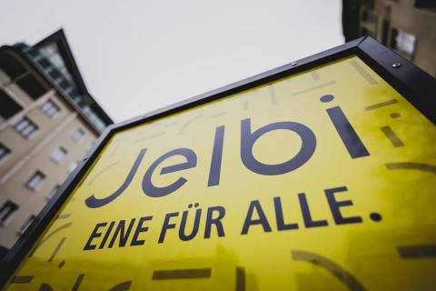 Jelbi mobility station on Bismarckstraße in Berlin, 27 February 2024. The Berlin public transport