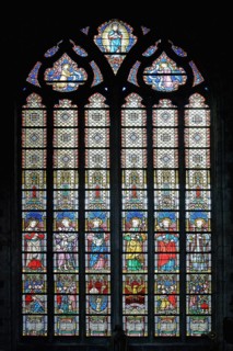 10th century Gothic St. Bavo Cathedral, Stained-Glass window, Ghent, Flanders, Belgium, Europe