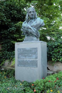 Monument and bust of Annette von Droste-Hülshof, sculpture, bronze, inscription, Meersburg,