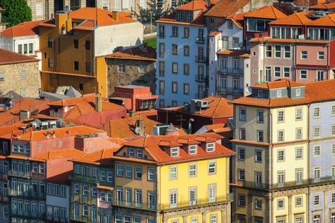 View of Portuguese traditional colorful houses in Porto city, Portugal, Europe