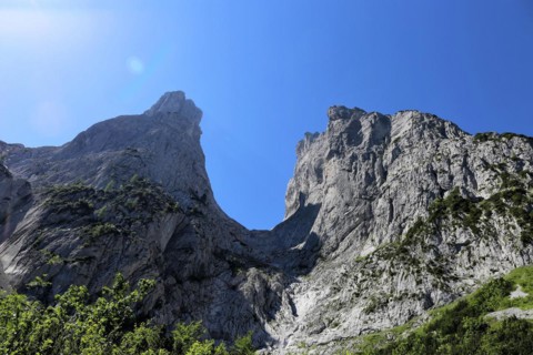 Travelling in the Wilder Kaiser on the Eggersteig to Ellmauer Tor (Tyrol)