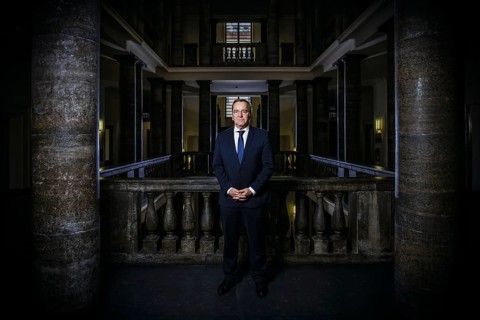 Boris Pistorius (SPD), Federal Minister of Defence, poses for a photo at the Ministry of Defence.