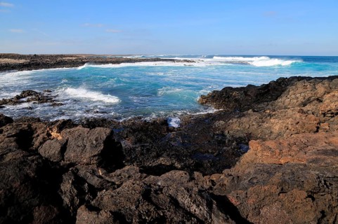 Coastal landscape near Majanicho on north coast of Fuerteventura, Canary Islands, Spain, Europe