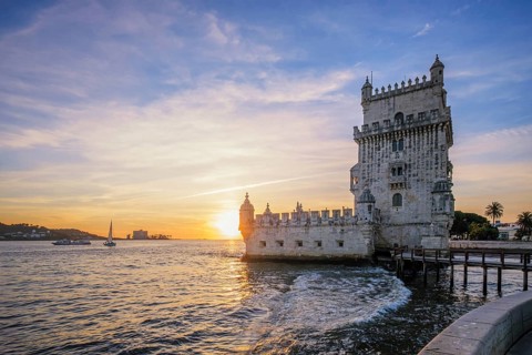 Belem Tower or Tower of St Vincent, famous tourist landmark of Lisboa and tourism attraction, on