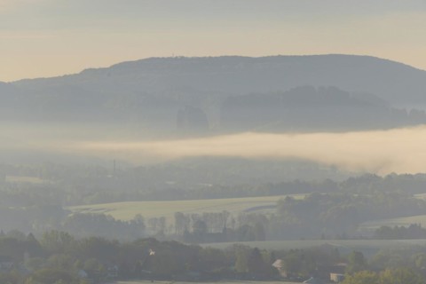 Sunrise in Saxon Switzerland, Rathen, Saxony, Germany, Europe