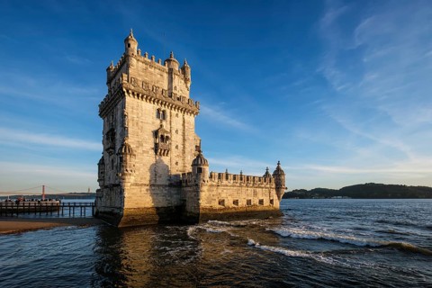 Belem Tower or Tower of St Vincent, famous tourist landmark of Lisboa and tourism attraction, on