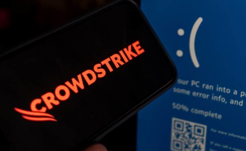 Illustration of a critical error in CrowdStrike software update caused a blue screen of death on