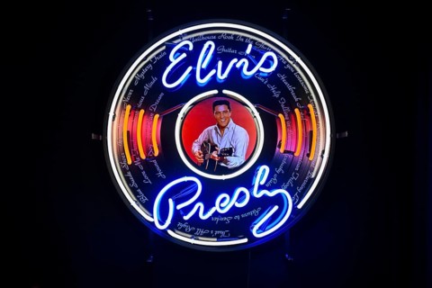 Illuminated advertising sound column Elvis Presley