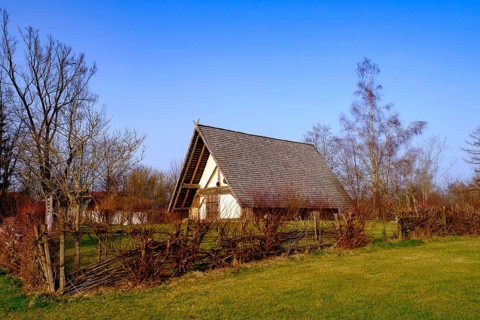 Spa gardens, replica of a Bavarian house, Waging am See, Rupertiwinkel, Upper Bavaria, Bavaria,