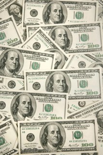 Dollar notes. 100 dollar notes, USD, US dollars, Studio