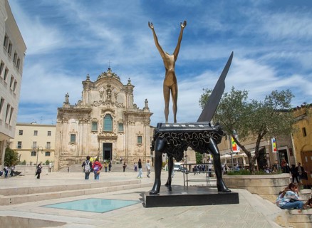 Salvador Dali sculpture Surrealist Piano in the front of Church of San Francesco dAssisi in the