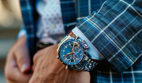 Close up of a hand with luxury watch. Expensive lifestyle of a successful businessman., AI