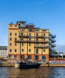Pirates Berlin, former mill warehouse at the East Side Galery, Berlin, Germany, Europe