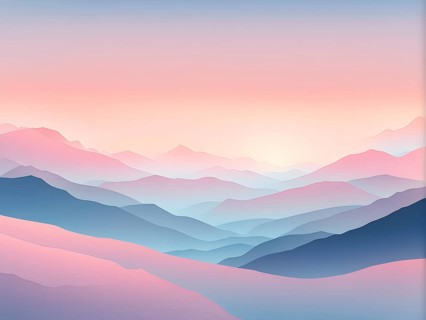 Illustration of a cold winter sunrise, represented by a minimalist gradient of soft pastel pinks