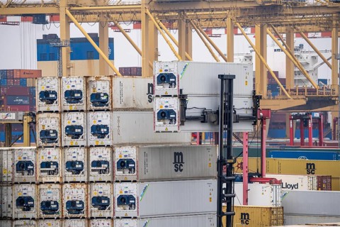Container terminal in the seaport of Bremerhaven, Eurogate Container Terminal with almost 50