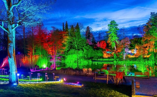 Parkleuchten, event in winter, in the Grugapark in Essen, many different light installations,