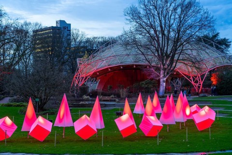 Parkleuchten, event in winter, in the Grugapark in Essen, many different light installations,