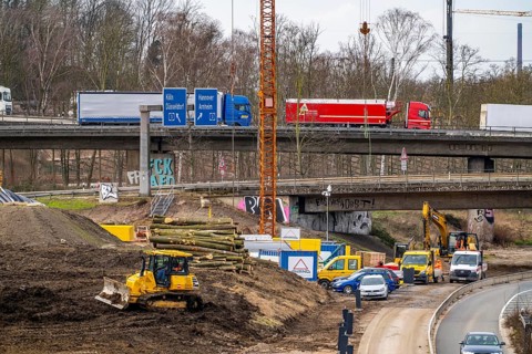 Duisburg-Kaiserberg motorway junction, complete reconstruction and new construction of the A3 and