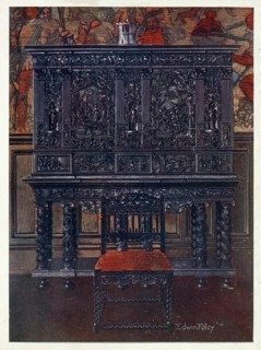 Furniture around the turn of the century 1900, The 'Rubens' cabinet - carved from ebony. Interior