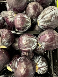 Several heads of Red cabbage (Brassica oleracea convar. Capitata var. rubra) unpackaged in loose