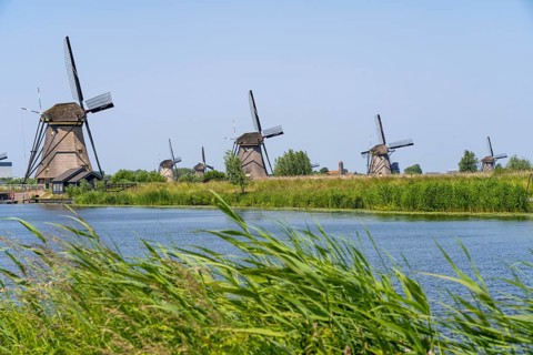 Kinderdijk, 18 windmills designed to pump water from the polders to utilise the land, one of the