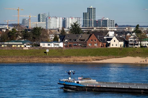The skyline of Düsseldorf, with the RWI skyscrapers and office buildings on Friedrichstrasse, in