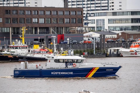 Customs boat Bremen, coast guard, in the harbour of Bremerhaven, Lower Saxony, Germany, Europe