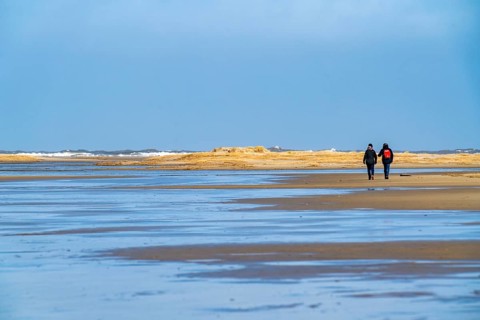 Wadden Sea, beach in the west of Borkum, island, East Frisia, winter, season, autumn, Lower Saxony,