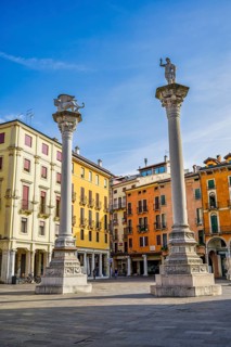 Columns in the Piazza dei Signori, Vicenza, Veneto, Italy, Europe