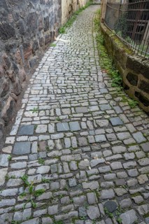 Paved path to Plassenburg Castle, Kulmbach, Upper Franconia, Bavaria, Germany, Europe