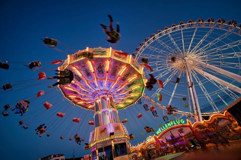Ferris wheel, Europa Rad, chain carousel, Cannstatter Wellenflug, rides, movement, movement effect,