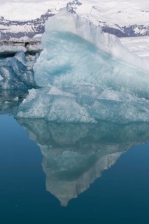 Icebergs on the Joekulsarlon glacial lake or lagoon