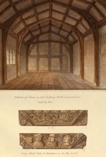 Interior of a Rom in Samlesbury Hall, Lancashire, England, digitally restored reproduction of a