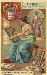 Picture series Arts and crafts, glazing and stained glass, Liebig picture, digitally restored