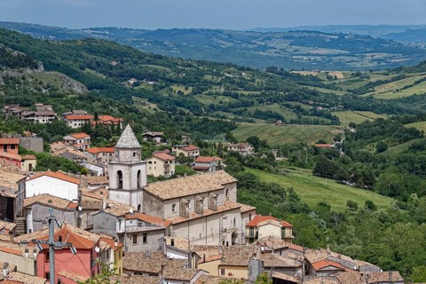 The mountain village of Roccamandolfii in the Isernia region. Molise, Italy, Southern Europe,