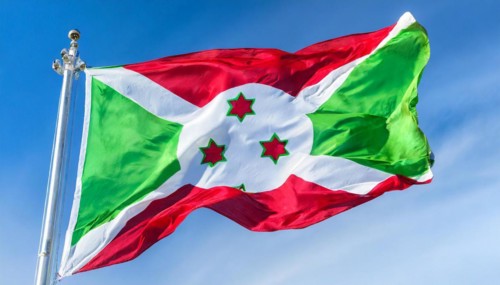 Flags, the national flag of Burundi flutters in the wind