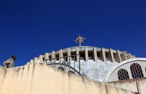 Tigray region, Axum, Aksum, part of the new St Mary's Cathedral, Ethiopia, Africa