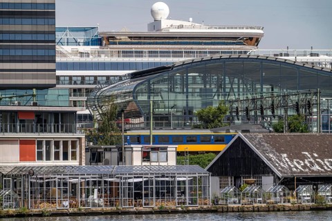 The cruise ship Norwegian Dawn at the Passenger Terminal Amsterdam, Cruise Port Amsterdam, belongs