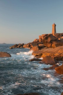 Lighthouse Mean Ruz at Ploumanach, Cotes d'Armor in the last evening light