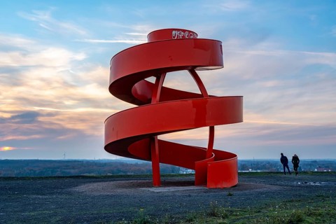 Sculpture Haldenzeichen, observation tower, Humbert spoil tip, part of the Lippepark in Hamm, 5