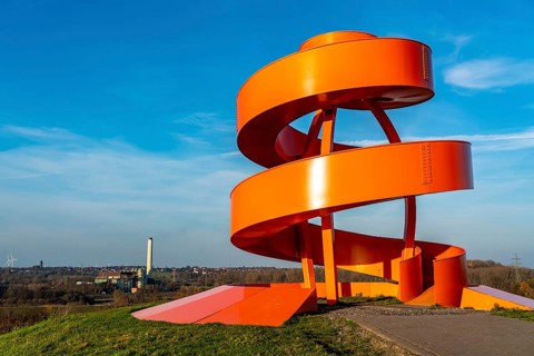 Sculpture Haldenzeichen, observation tower, Halde Franz, part of the Lippepark in Hamm, 5 slag
