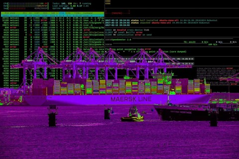 Symbolic image cyber attack, computer crime, cybercrime, computer hackers attack the IT