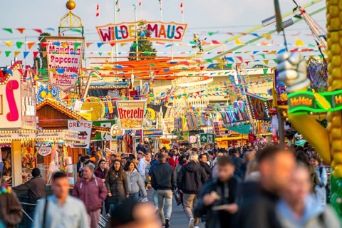 Rides, stalls, at the fair, funfair, spring fair, Easter fair, at the Deutzer Werft, on the Rhine