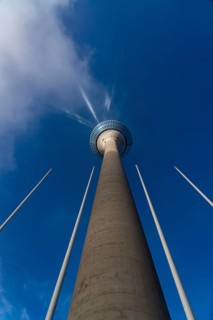 Rhine Tower in the Media Harbour in Düsseldorf, North Rhine-Westphalia, Germany, Europe